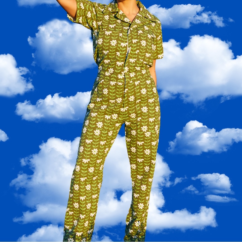 SHORT SLEEVE GREEN DAISY CHAIN BBP JUMPSUIT DISCONTINUED DEAD STOCK LIMITED